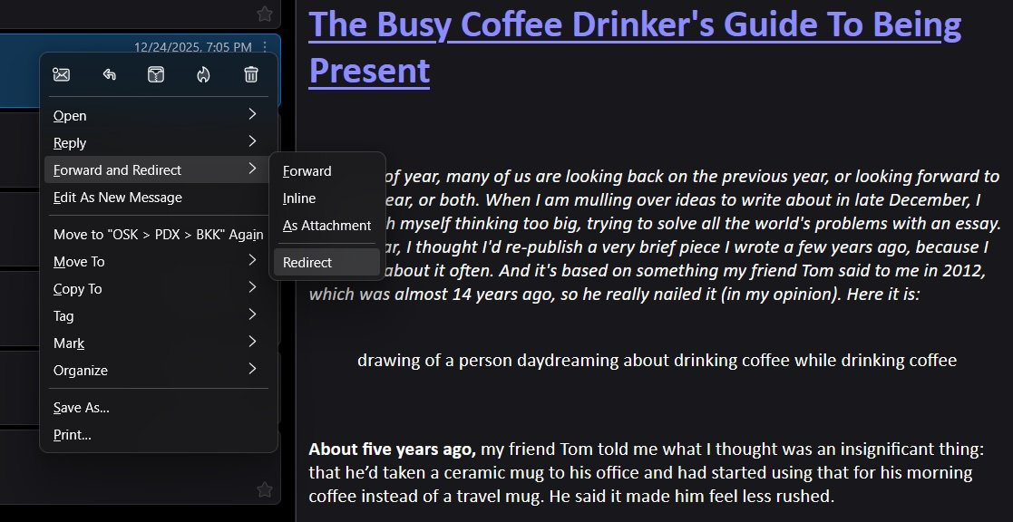 Redirect in modern Thunderbird