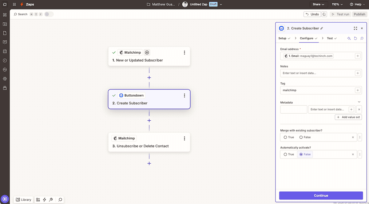 Add Mailchimp subscribers to Buttondown with Zapier