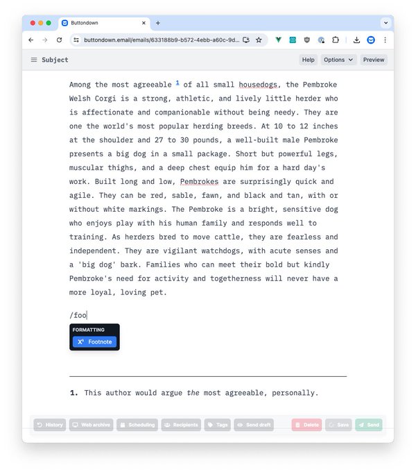 A screenshot of footnotes in Fancy Mode